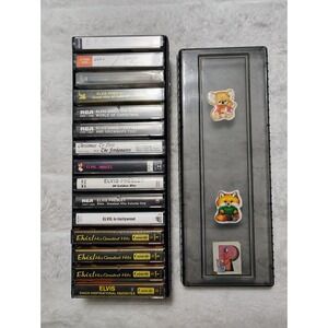 Elvis Presley Cassette Lot Of 15 In Case In Plastic Storage Case